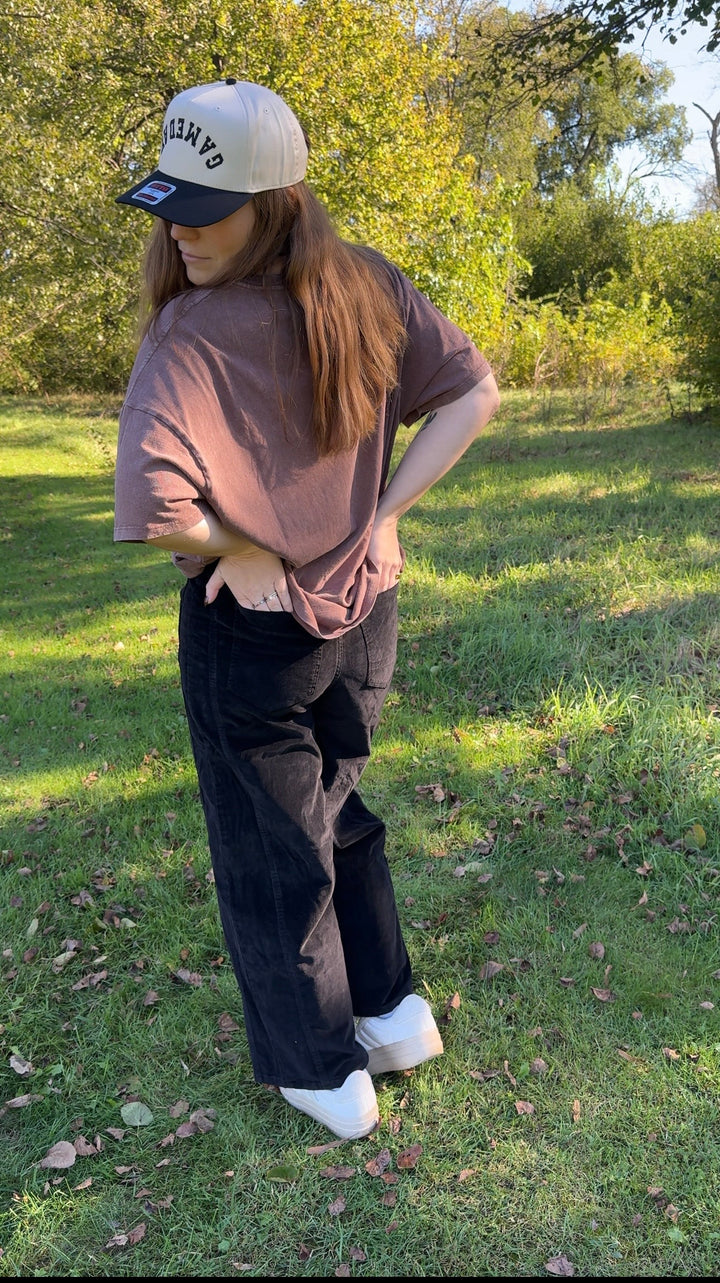 Mineral Wash Oversized Tee - Mocha