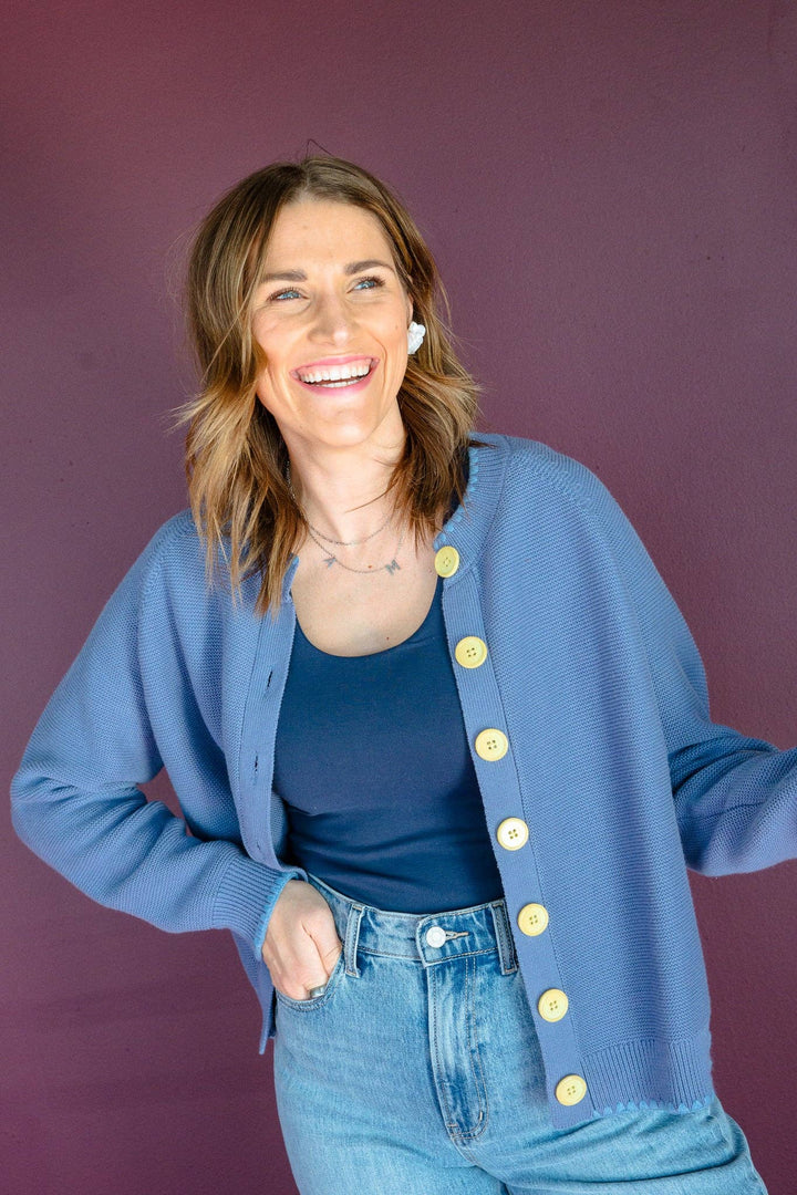 Contrast Button Front Cardigan