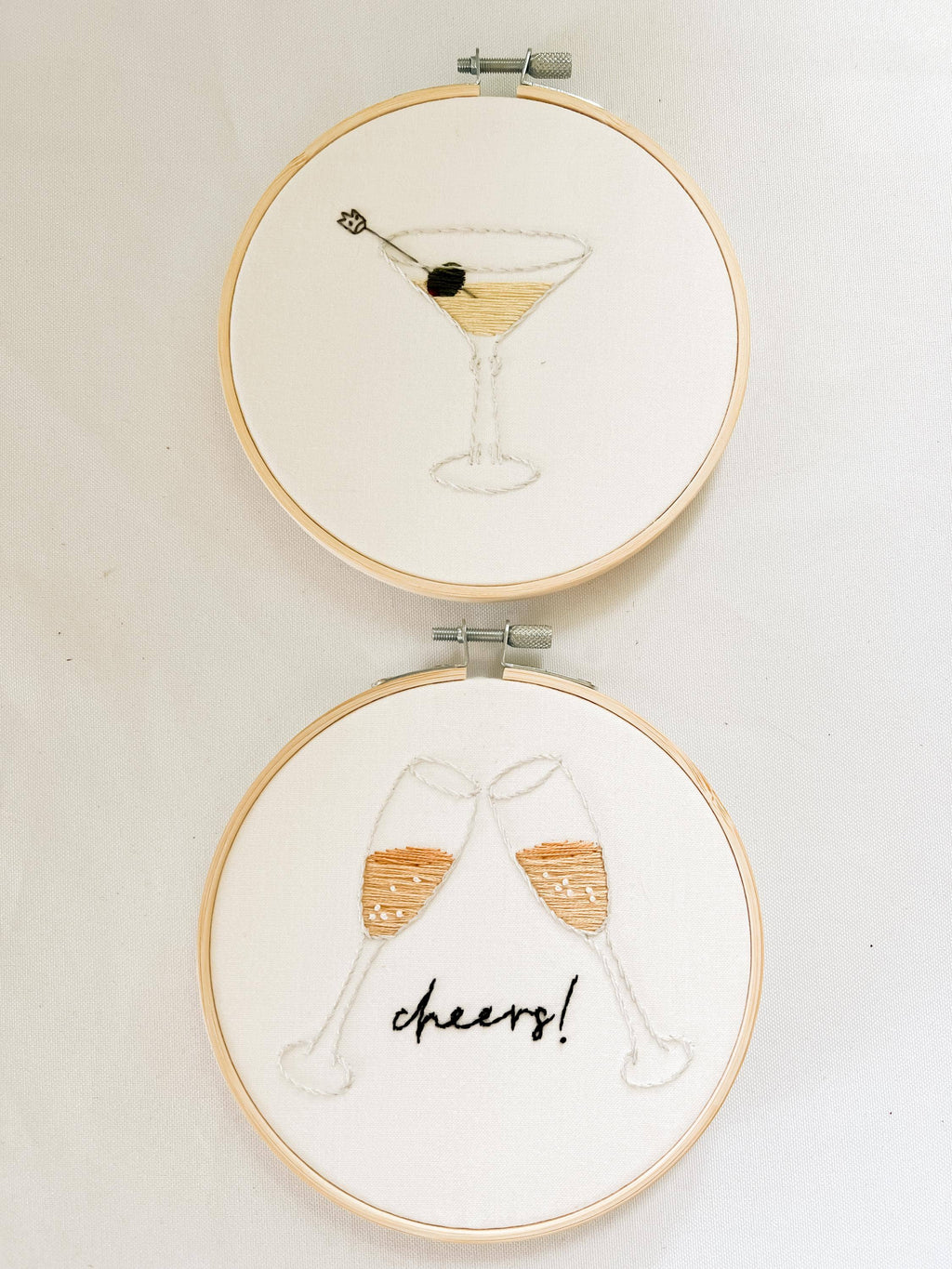 Martini Glass 6" Hoop DIY Embroidery Kit