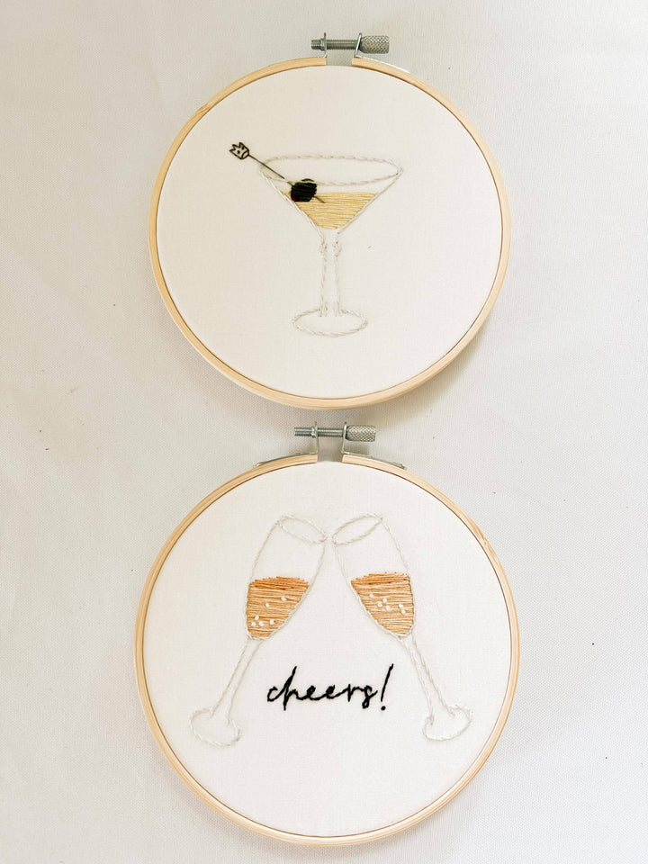 Martini Glass 6" Hoop DIY Embroidery Kit
