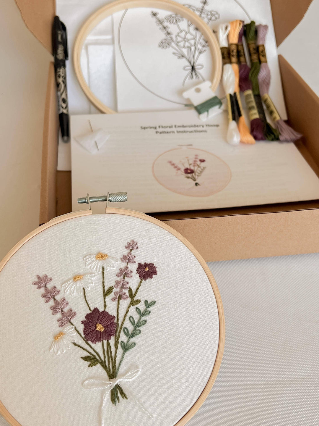 Lavender Flower Bouquet 6" Hoop DIY Embroidery Kit
