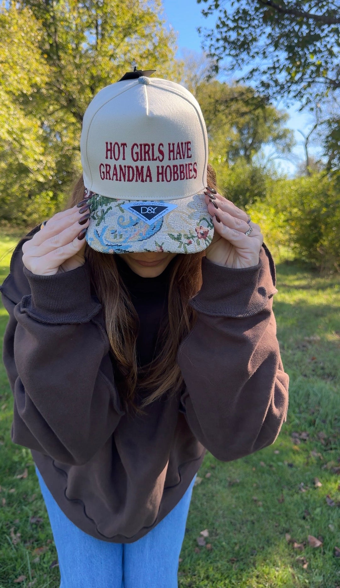 HOT GIRLS HAVE GRANDMA HOBBIES • FLORAL Embroidered Hat