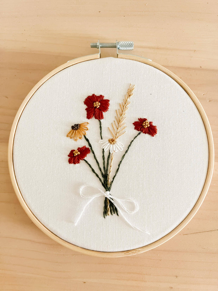 Boho Flower Bouquet 6" Hoop DIY Embroidery Kit