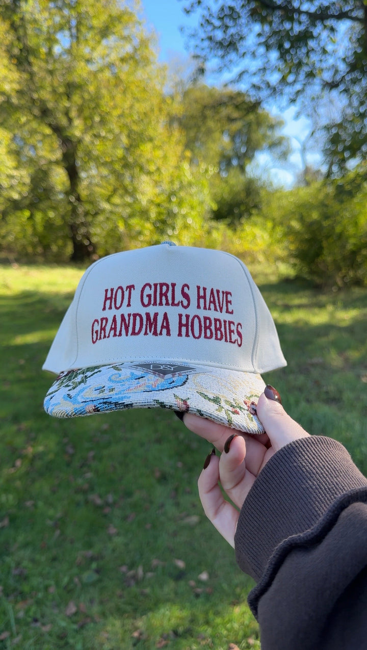 HOT GIRLS HAVE GRANDMA HOBBIES • FLORAL Embroidered Hat