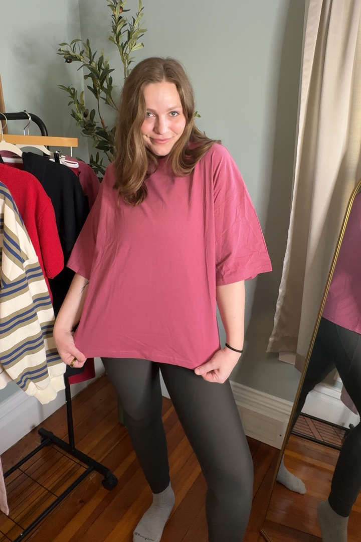 Oversized Everyday Cotton Boxy Tee - Merlot