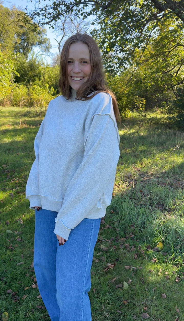 Solid Reversible Mock Neck Sweatshirt - Grey
