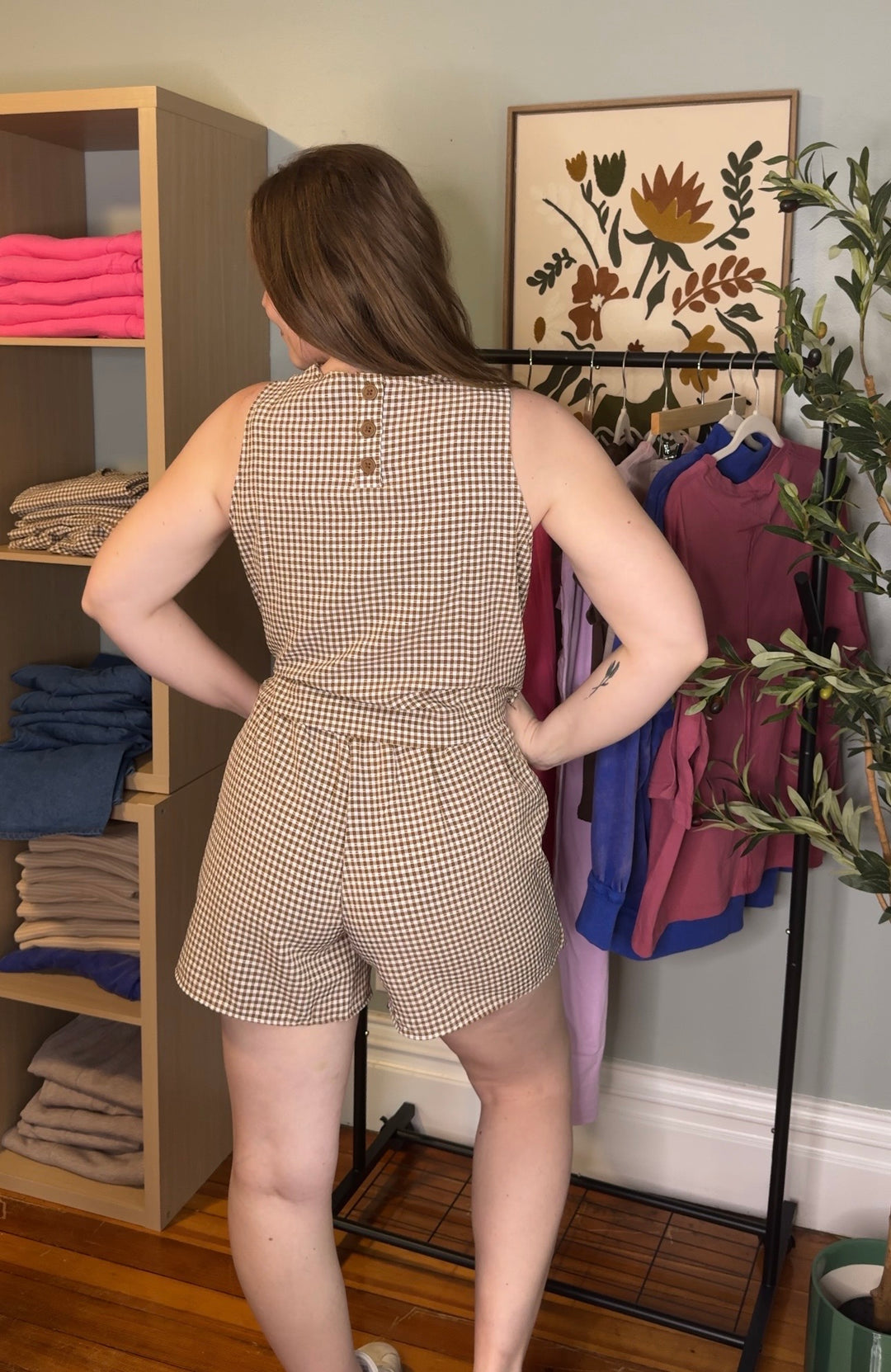 Gingham Checkered Sleeveless Top And Skort Set
