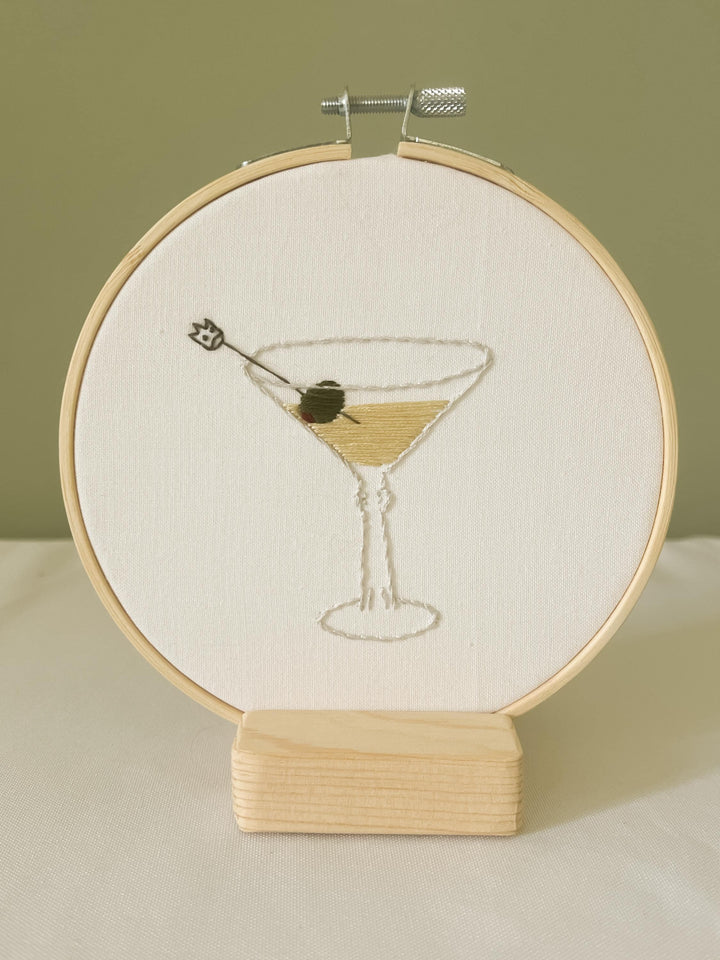 Martini Glass 6" Hoop DIY Embroidery Kit