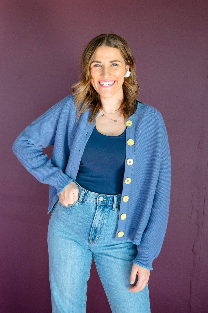 Contrast Button Front Cardigan