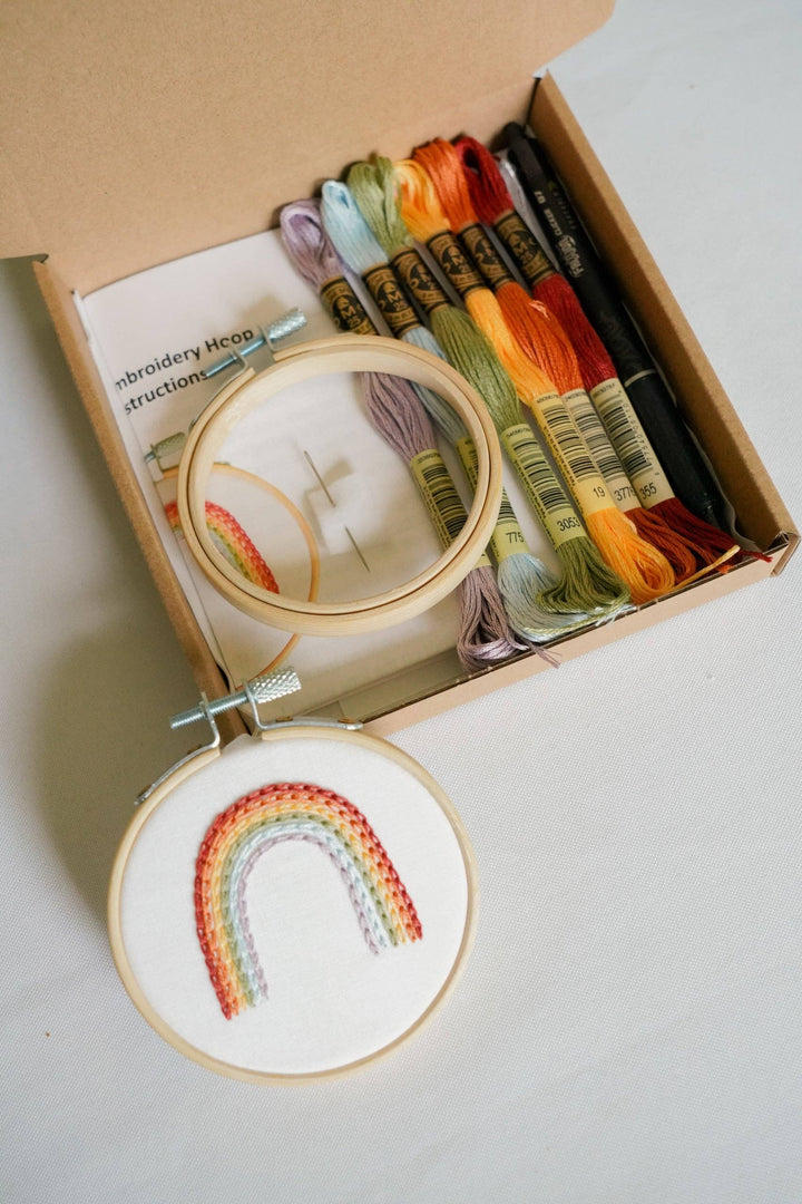 Rainbow 3" Mini Hoop DIY Embroidery Kit