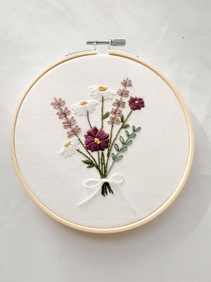 Lavender Flower Bouquet 6" Hoop DIY Embroidery Kit