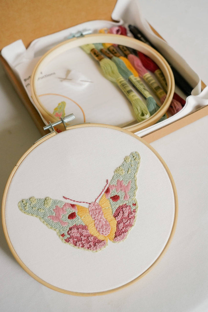 Pastel Painted Lady Butterfly 6" Hoop DIY Embroidery Kit