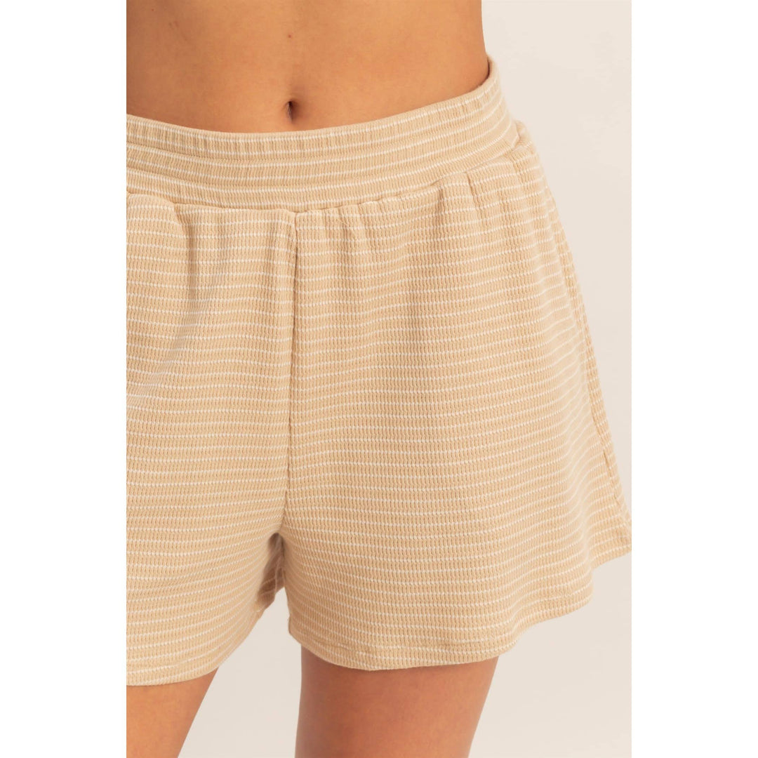 Striped Round Neck Top &amp; Shorts Set