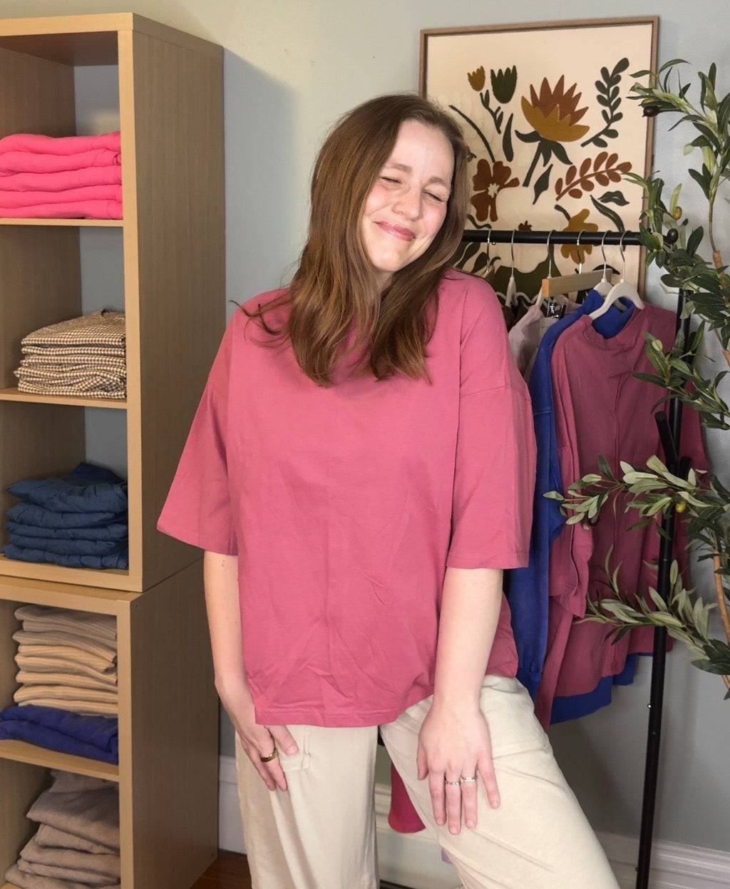 Oversized Everyday Cotton Boxy Tee - Merlot