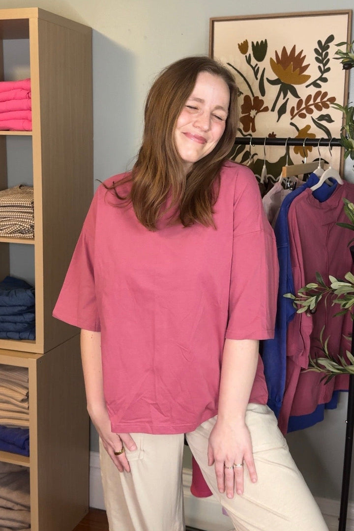 Oversized Everyday Cotton Boxy Tee - Merlot