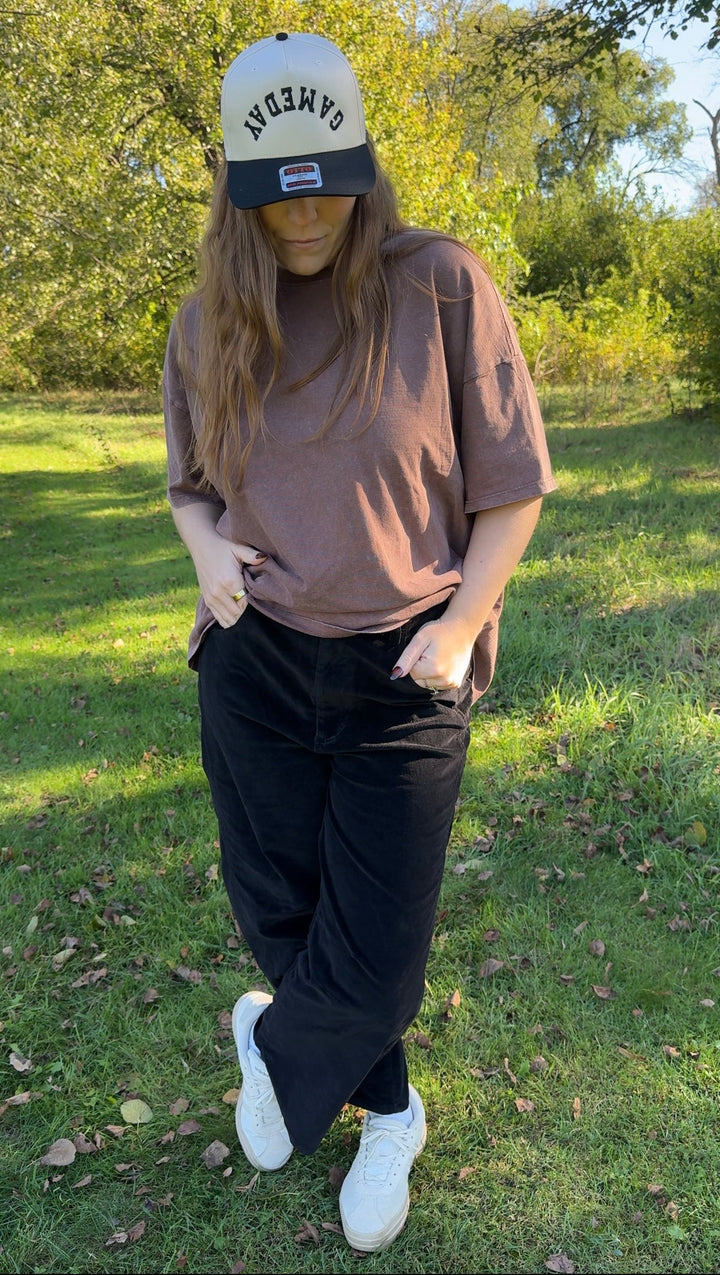 Mineral Wash Oversized Tee - Mocha
