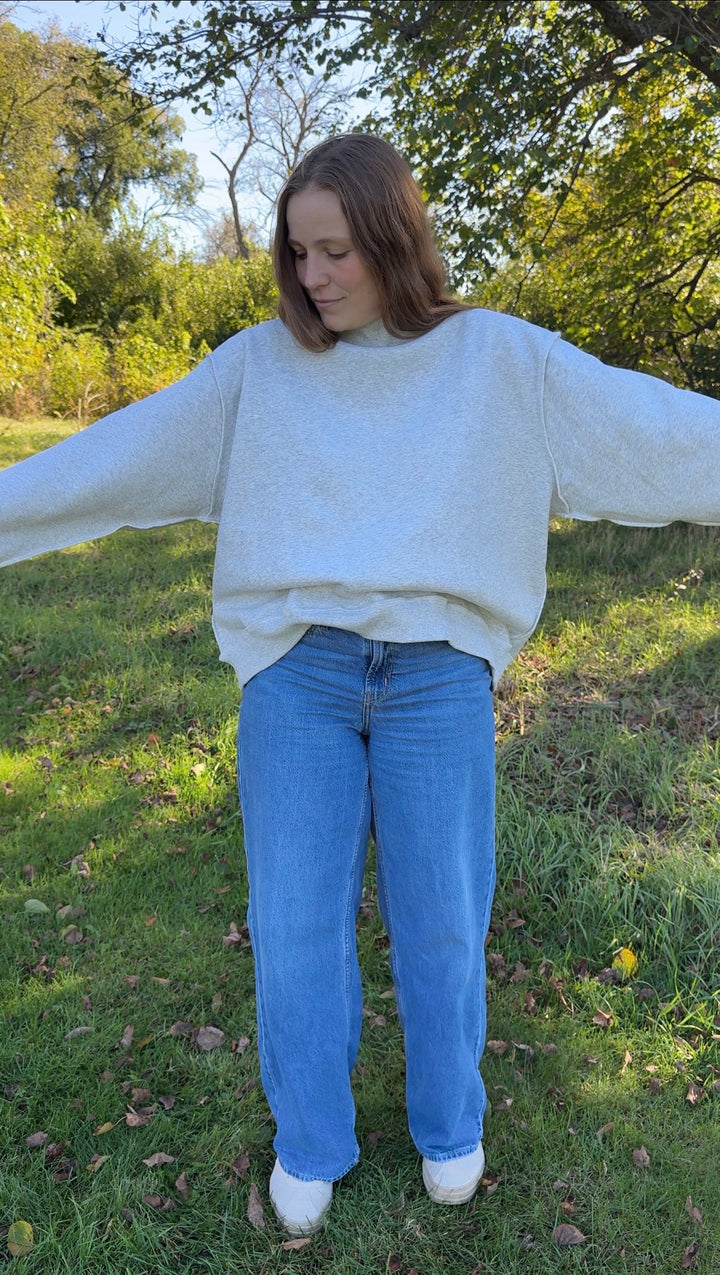 Solid Reversible Mock Neck Sweatshirt - Grey
