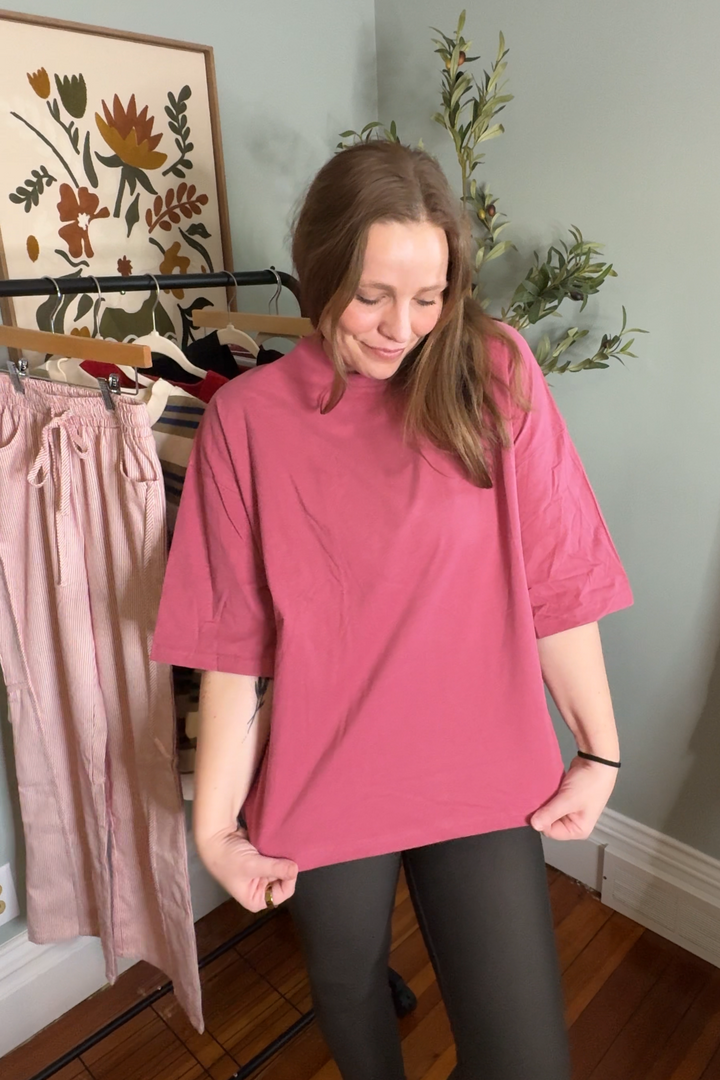 Oversized Everyday Cotton Boxy Tee - Merlot