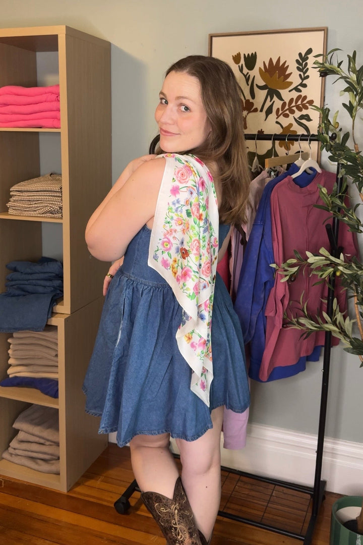 Scoop Neck Denim Mini Dress