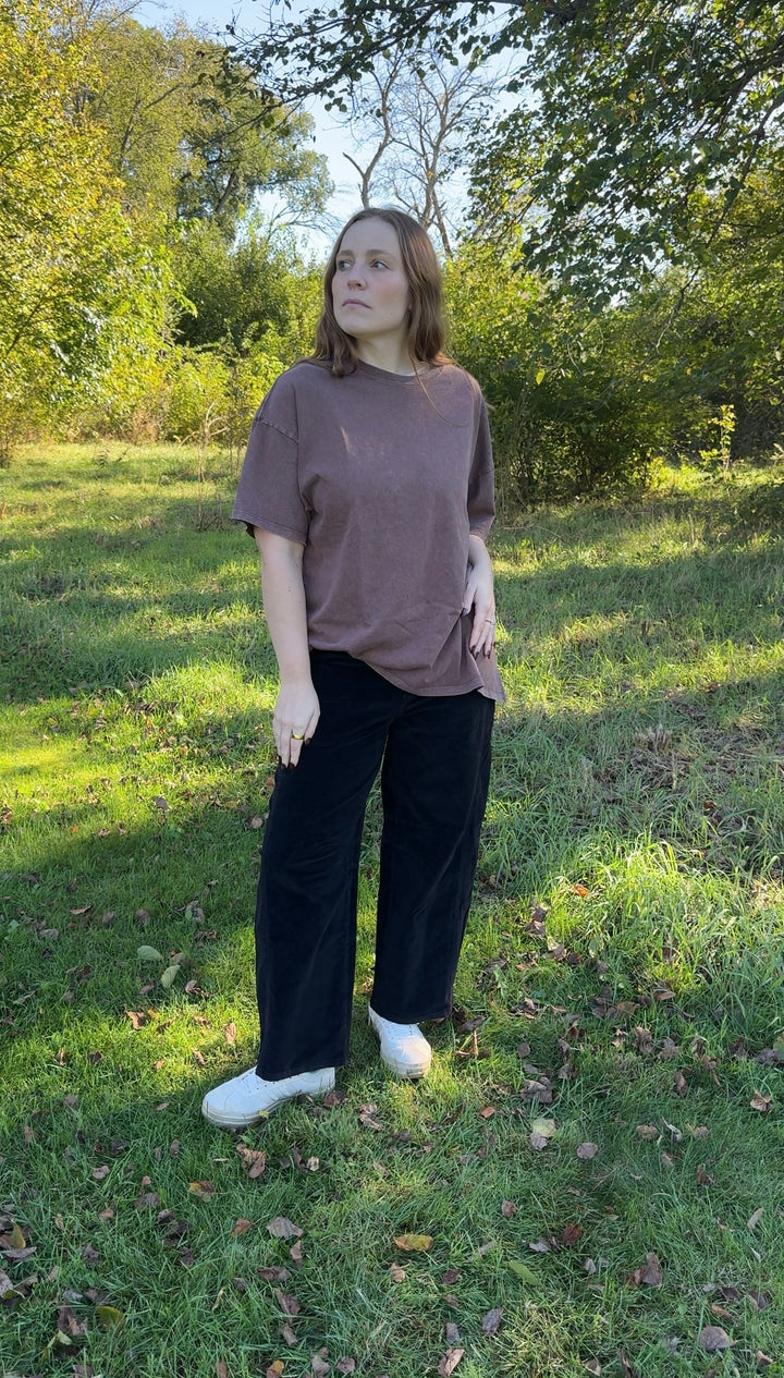 Mineral Wash Oversized Tee - Mocha