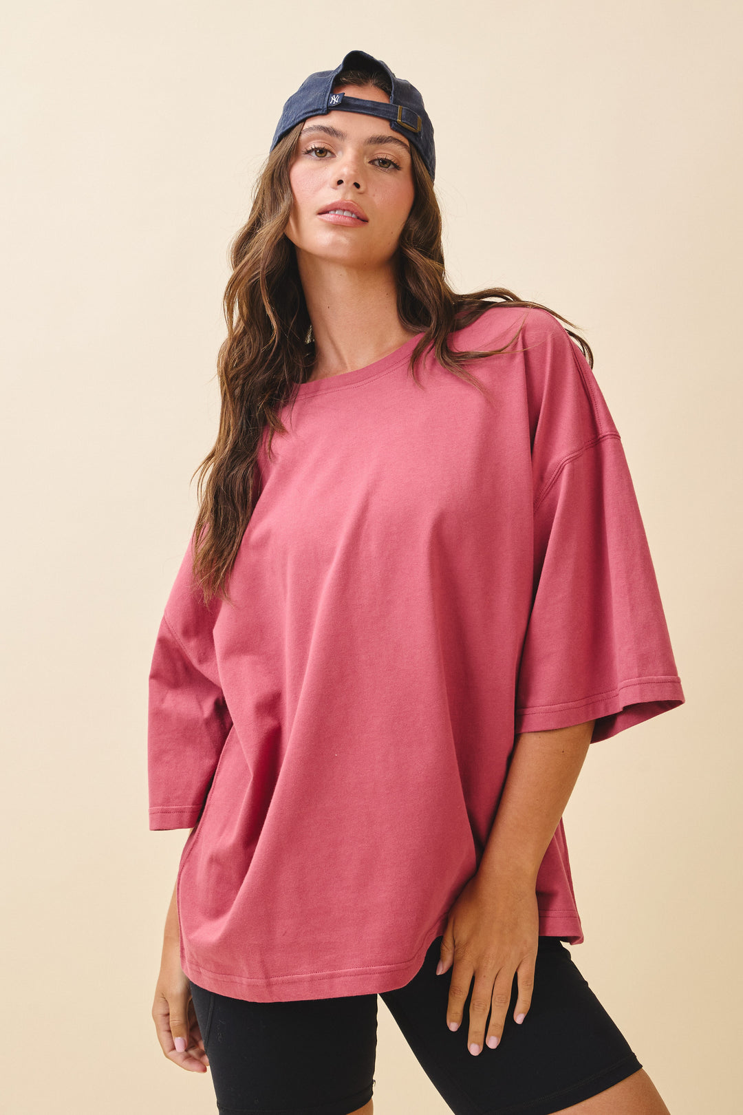 Oversized Everyday Cotton Boxy Tee - Merlot