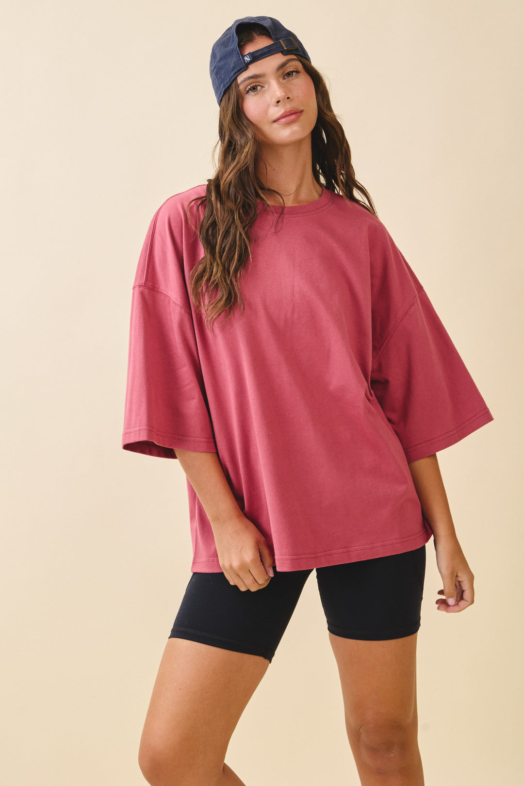 Oversized Everyday Cotton Boxy Tee - Merlot