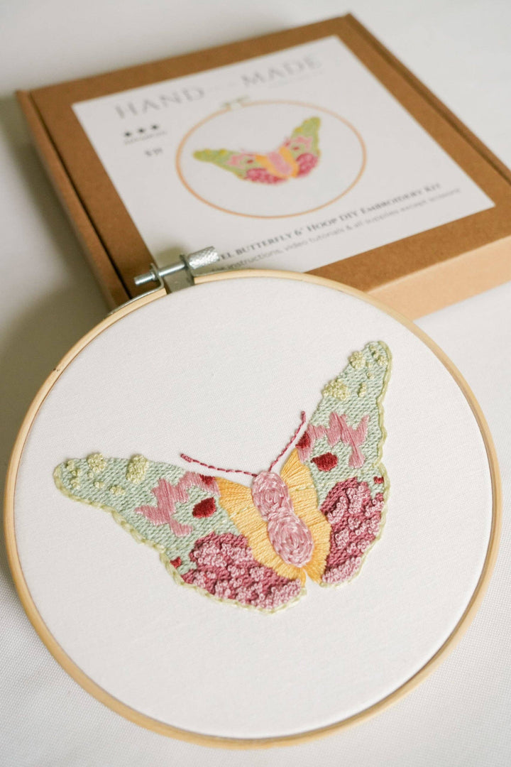 Pastel Painted Lady Butterfly 6" Hoop DIY Embroidery Kit