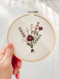 Lavender Flower Bouquet 6" Hoop DIY Embroidery Kit