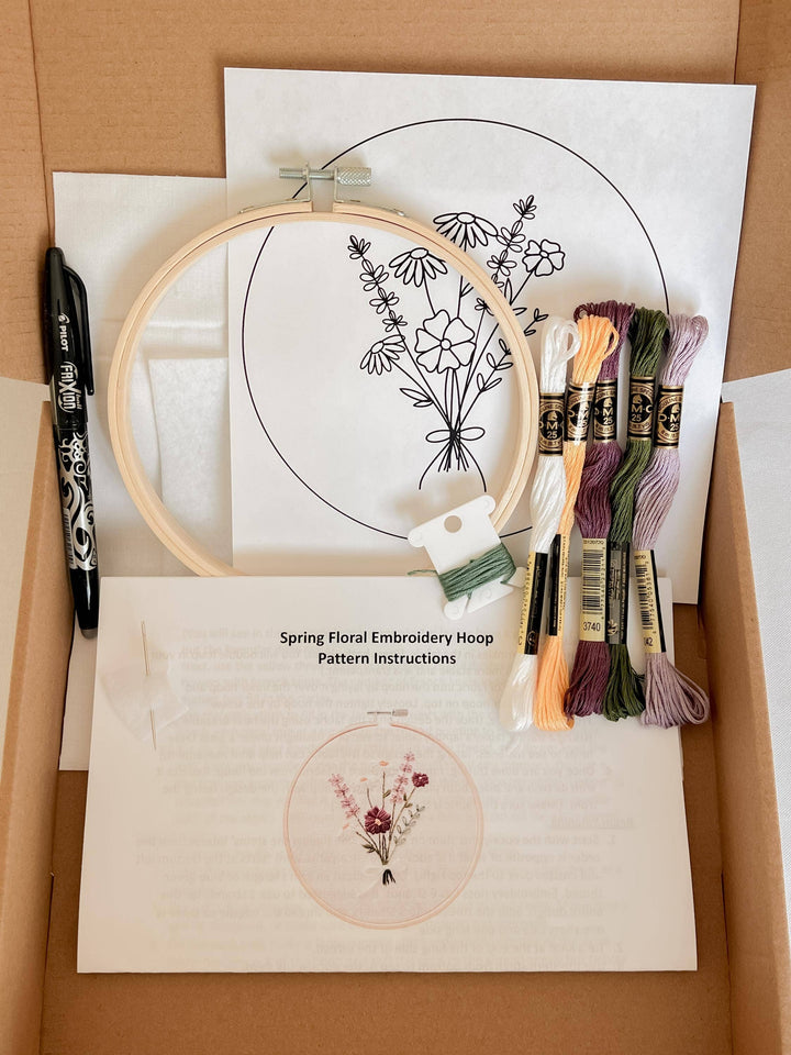 Lavender Flower Bouquet 6" Hoop DIY Embroidery Kit