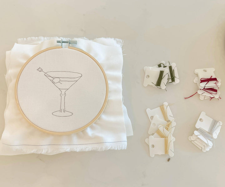 Martini Glass 6" Hoop DIY Embroidery Kit
