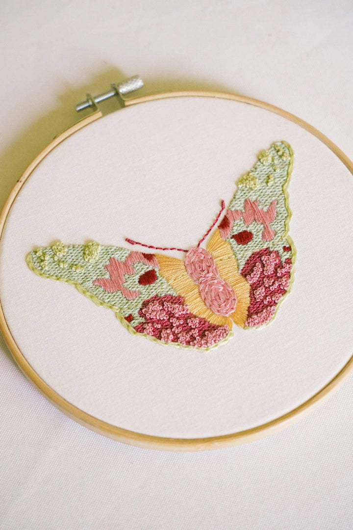 Pastel Painted Lady Butterfly 6" Hoop DIY Embroidery Kit