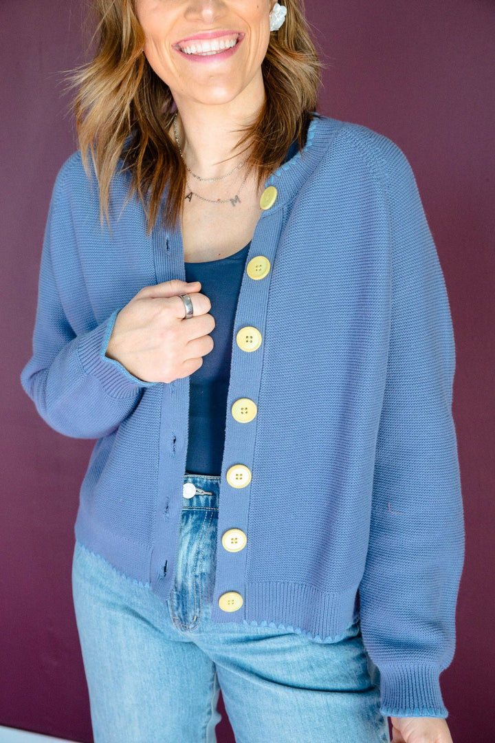 Contrast Button Front Cardigan
